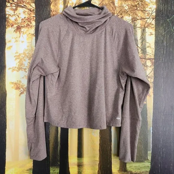 Marika Shirt Women's M Mauve Cowl Neck Athletic Cropped Long Sleeve Comfort Warm - Picture 1 of 11